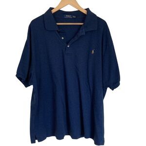 Polo Ralph Lauren Mens Cotton 2 Button Collar‎ Polo Shirt 3XB Blue Brown Pony